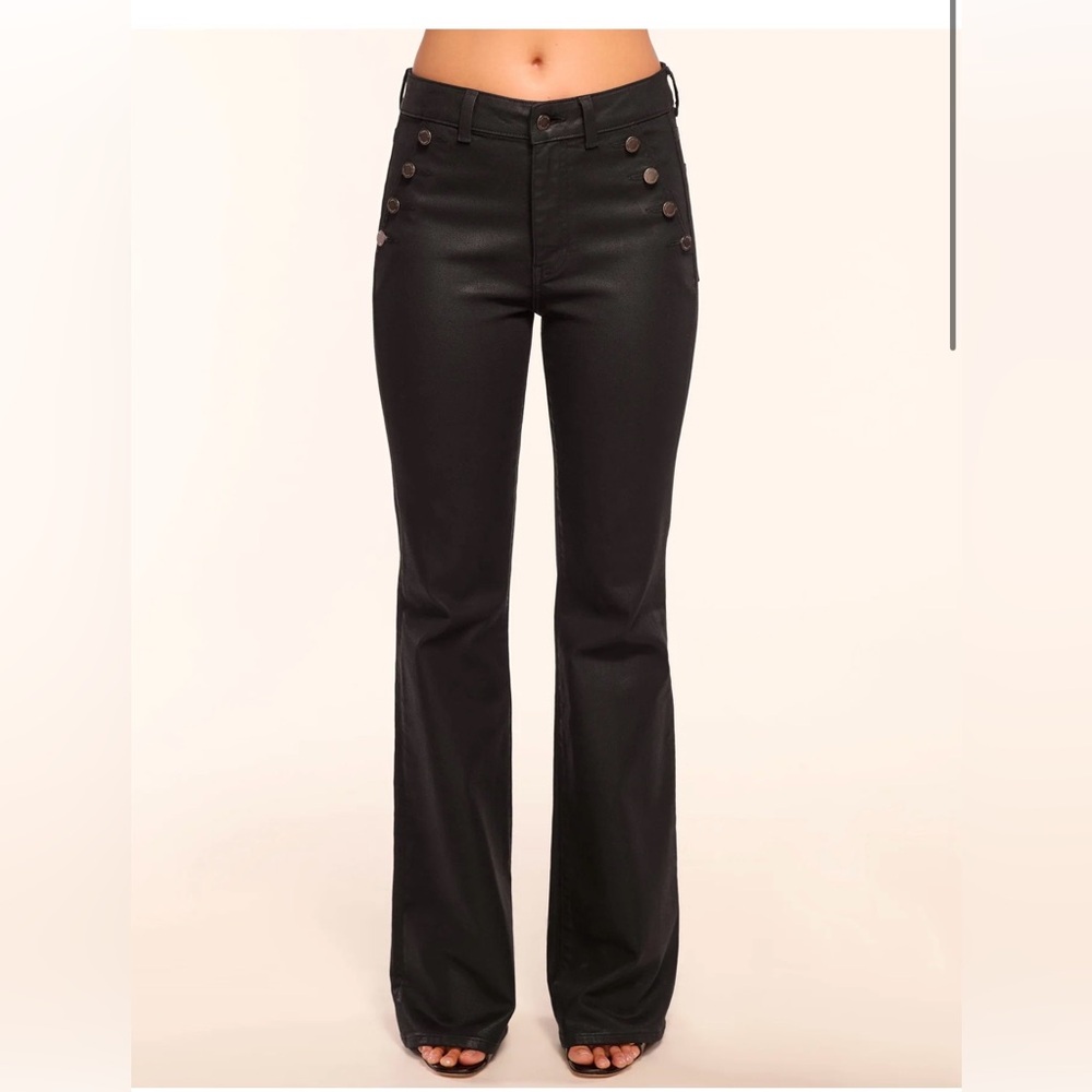 Ramy Brook Helena Coated High-Rise Flare Jean Size 30